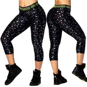 Zumba Dream Capri legging metallic stars size XS